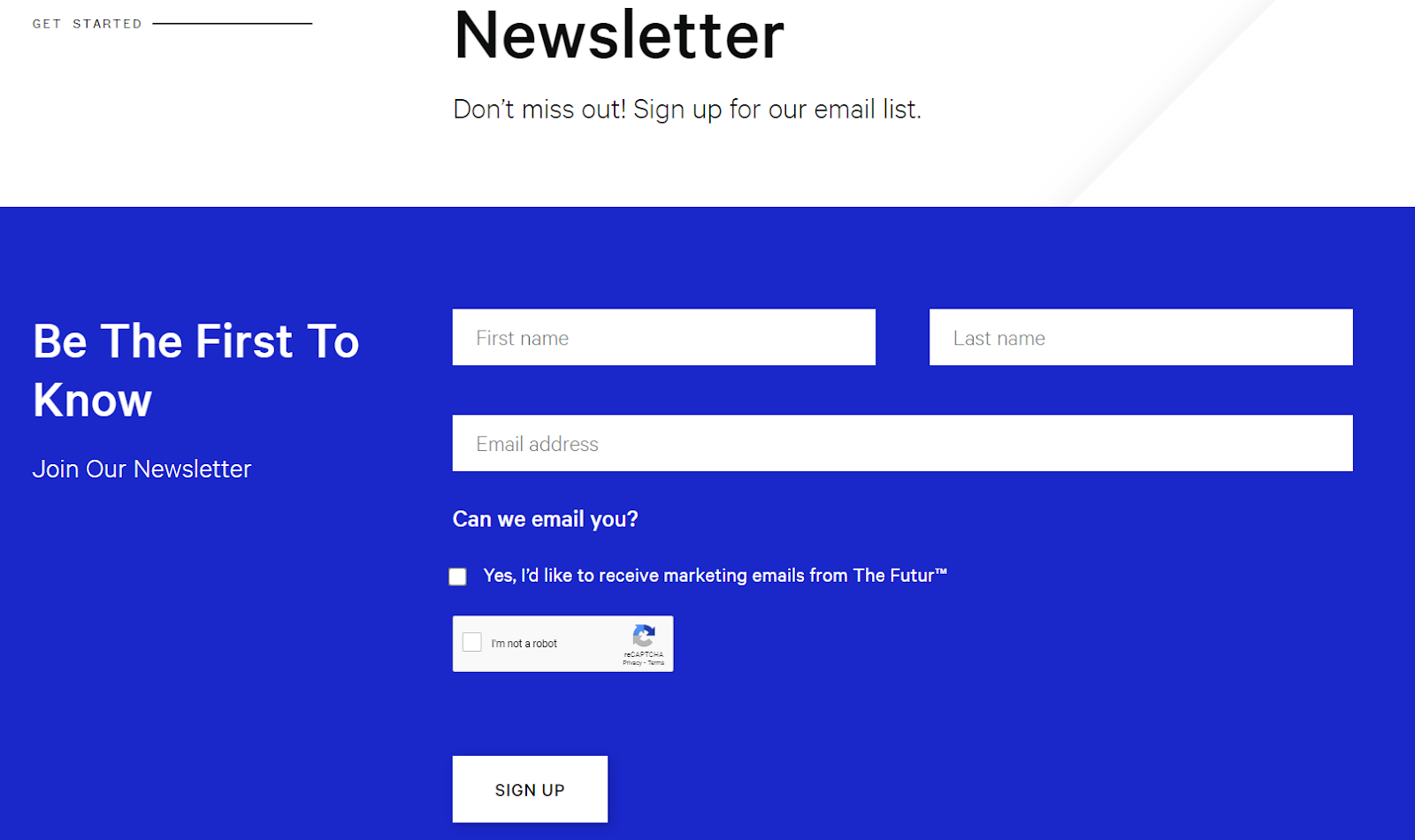 Newsletter subscription form
